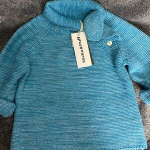 NWT Misha and puff sky blue turtle sweater size 2-3 years